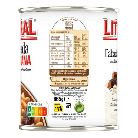 Fabada asturiana con selectos embutidos Litoral 865g