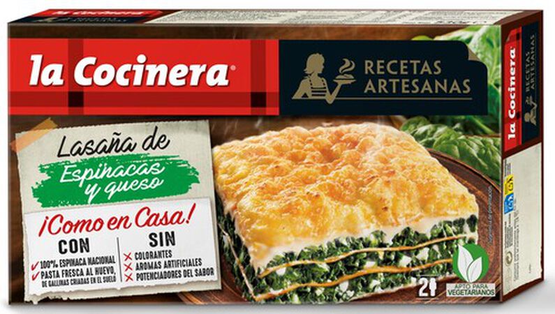 Lasaña La Cocinera espinacas y queso 500g