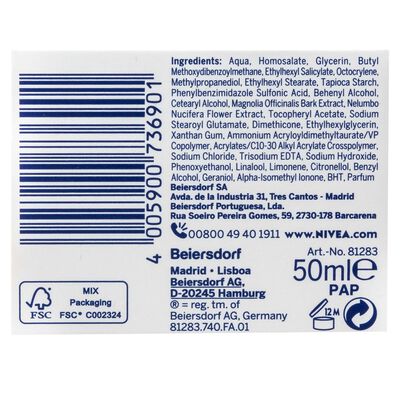 Crema facial de d&iacute;a Nivea visage 50ml para piel normal o mixta