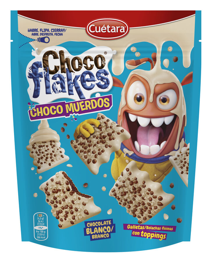Galletas choco muerdos de chocolate blanco Chocoflakes 87g