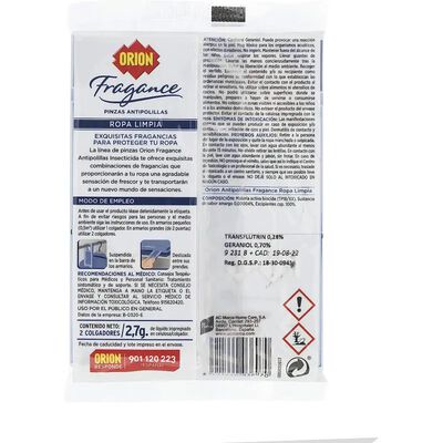 Antipolilla Pinza Orion 2 Unidades Ropa Limpia