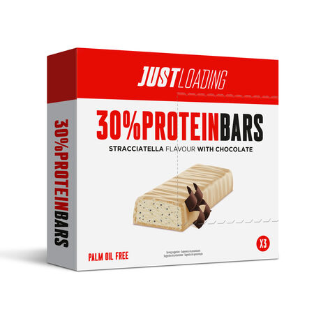 Barrita protéica sabor stracciatella con chocolate blanco Just Loading 90g 3 unidades