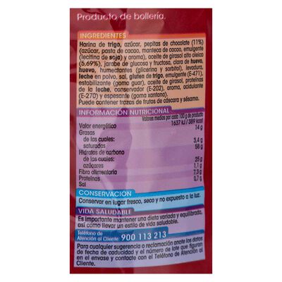 Pastelito Briochoco Alipende pepitas chocolate 240g