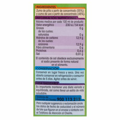 Zumo de piña y uva Alipende brik 1l
