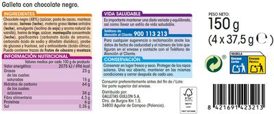 Galletas de chocolate negro tableta Alipende 150g