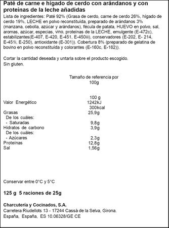 Paté Cuit'S 125gr Con arándanos
