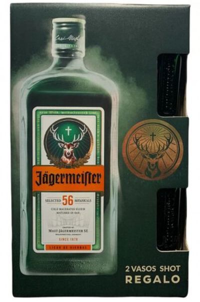 Licor de hierbas Jägermeister 70 cl + 2 vasos

