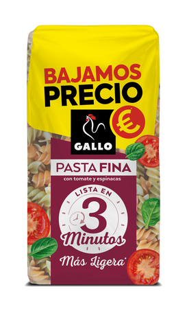 H&eacute;lices pasta fina con vegetales tomate y espinacas Gallo 400g