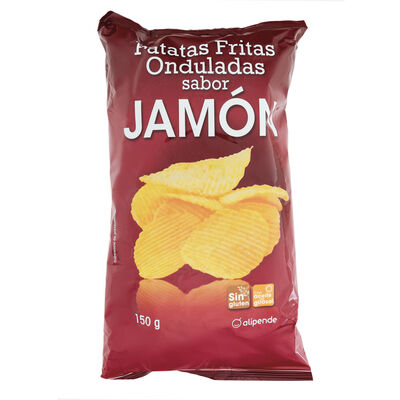 Patatas fritas onduladas jam&oacute;n Alipende 150g