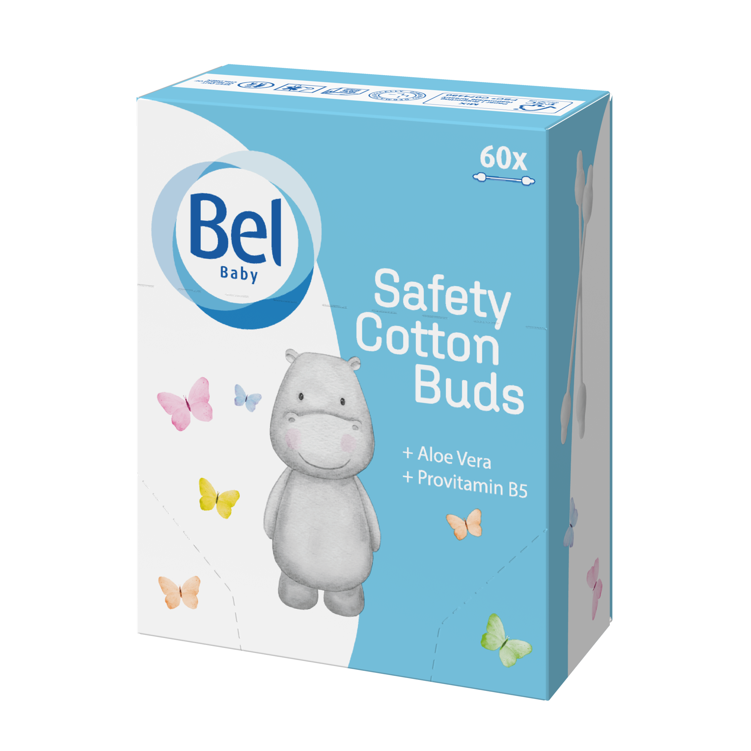 Bastoncillo de seguridad con punta de algodón 100% Bel Baby 60u