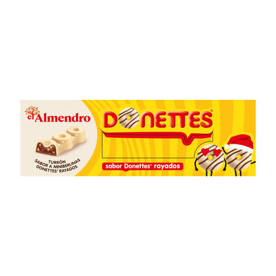 Turrón de praline sabor a miniberlina Donettes rayados El Almendro 150g