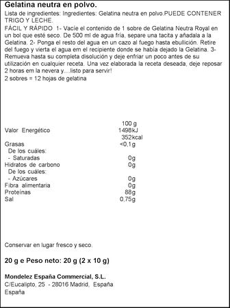 Gelatina neutra Royal 20g