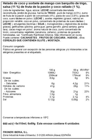 Helado cono sabor coco y mango Nestle Extreme 6 unid