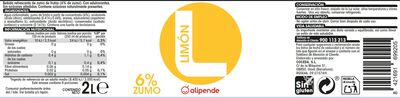 Refresco lim&oacute;n Alipende botella 2l zero