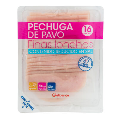Pechuga pavo finas lonchas reducido en sal Alipende 200g