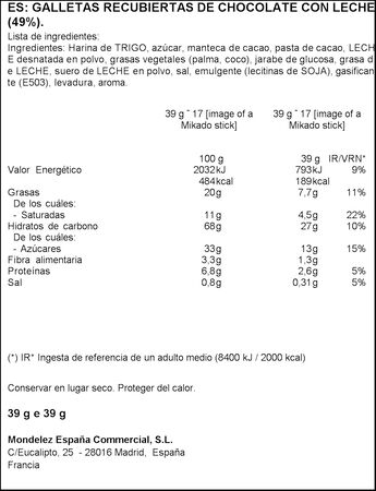 Galletas de chocolate con leche Mikado&go Lu 39g