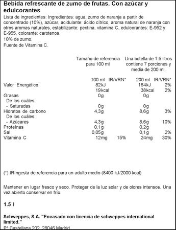 Refresco de naranja Trina botella 1,5l