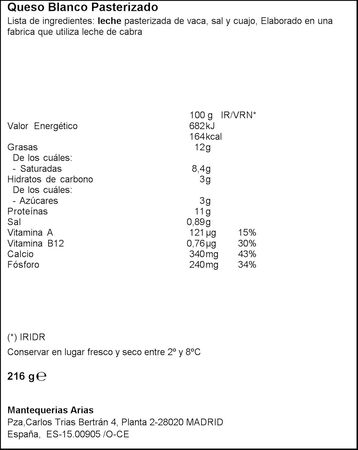 Queso fresco sin lactosa burgo de Arias pack 3 uds