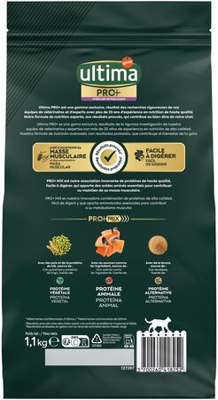 Alimento para gatos Ultima PRO+ esterilizado salm&oacute;n 1,1Kg