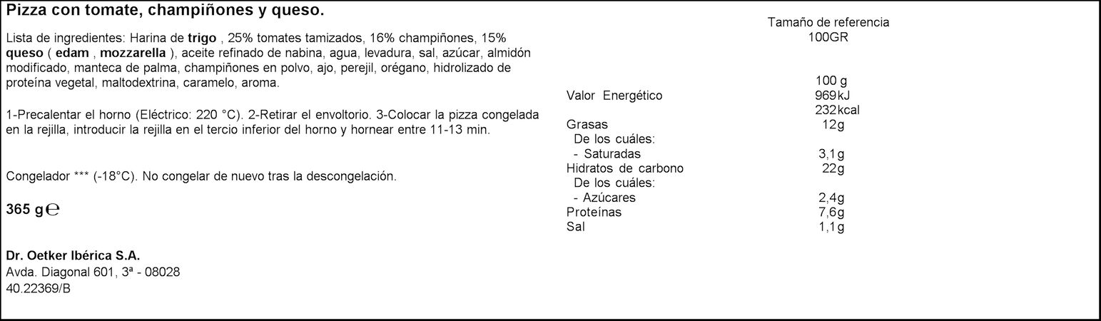 Pizza Ristorante Dr.Oetker 365g funghi
