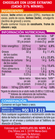 Chocolate con leche Alipende 150g