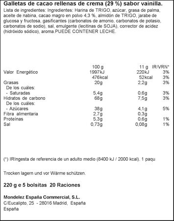 Galleta rellena Oreo 220g