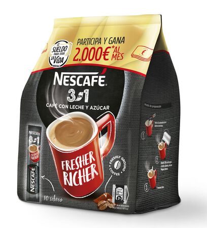 Café soluble con leche y azúcar Nescafé 10 sobres