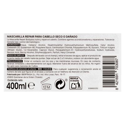 Mascarilla capilar Bodyplus 400ml da&ntilde;ado
