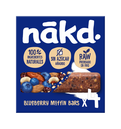 Barritas sin az&uacute;car a&ntilde;adido Nakd 4u blueberry muffin