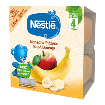 Preparado fruta Nestlé manzana plátano sin gluten pack 4