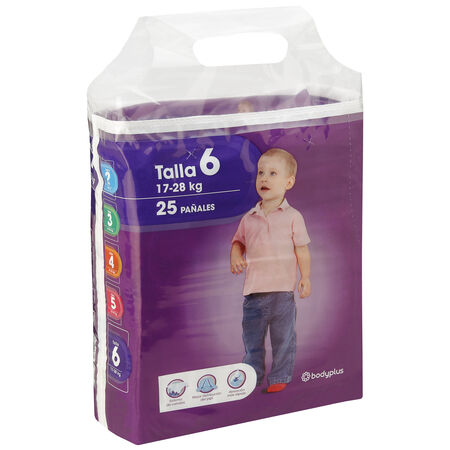 Pañal Bodyplus 25 uds talla 6 17-28kg