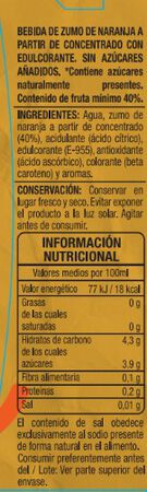 Bebida sin az&uacute;car a&ntilde;adido naranja Alipende 200 ml 6 unid
