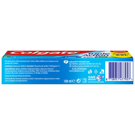Pasta de dientes Colgate Triple Action anticaries y frescor a menta 100ml