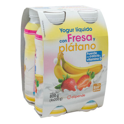 Yogur líquido Alipende pack 4 fresa plátano