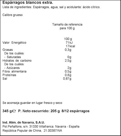 Esp&aacute;rragos blancos Carretilla 205g 8/12unid