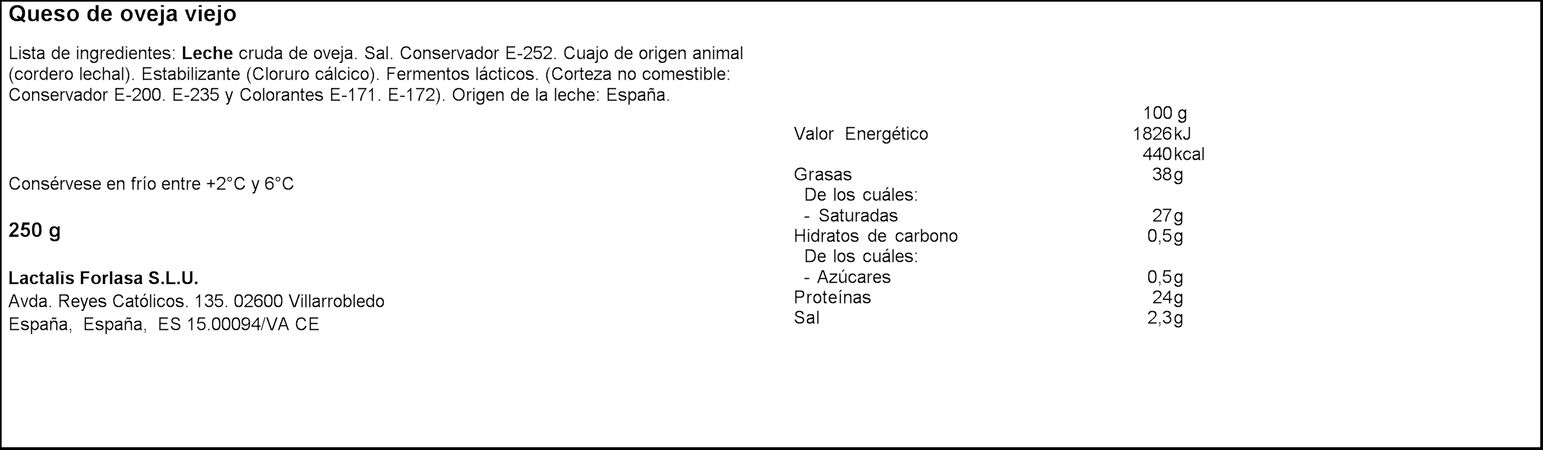 Queso de oveja viejo Flor De Esgueva cuña 250g