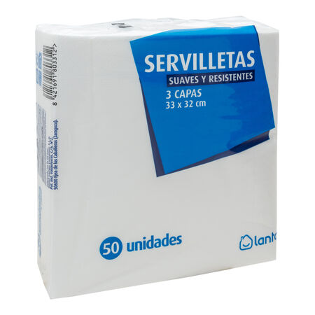 Servilletas Lanta 50 uds triple capa color blanco
