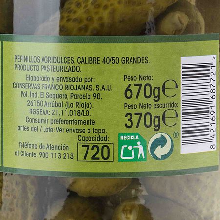 Pepinillos agridulce sin gluten Alipende 370g