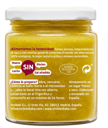 Alimento infantil ecol&oacute;gico de ternera con verduras Smileat 230 g
