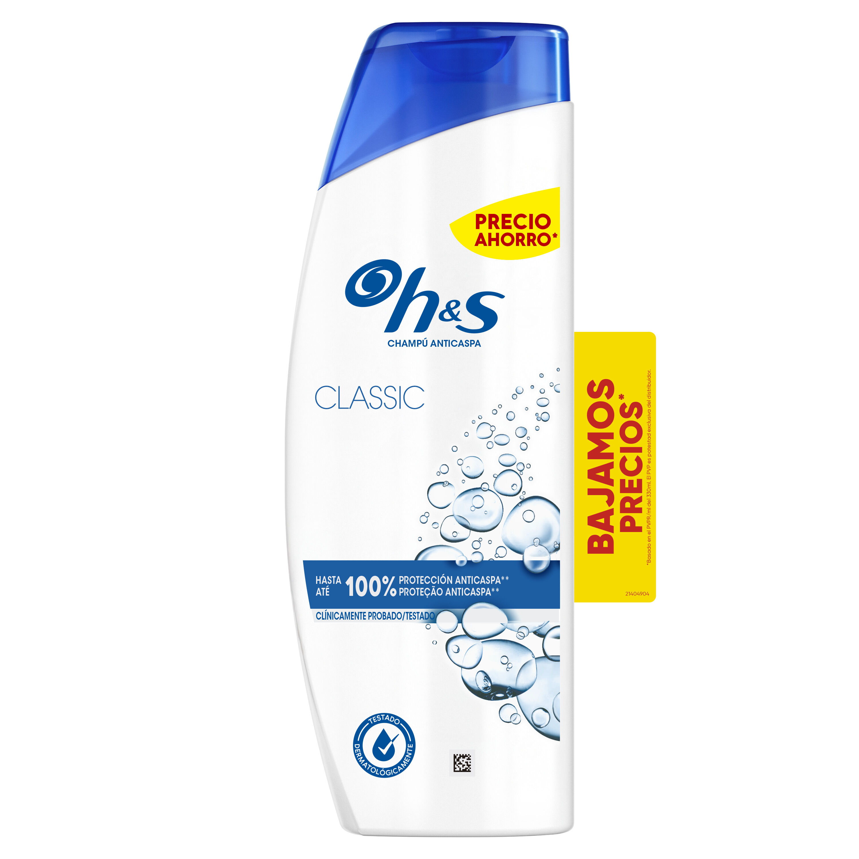 Champú clásico h&s con fórmula anticaspa y 330 ml
