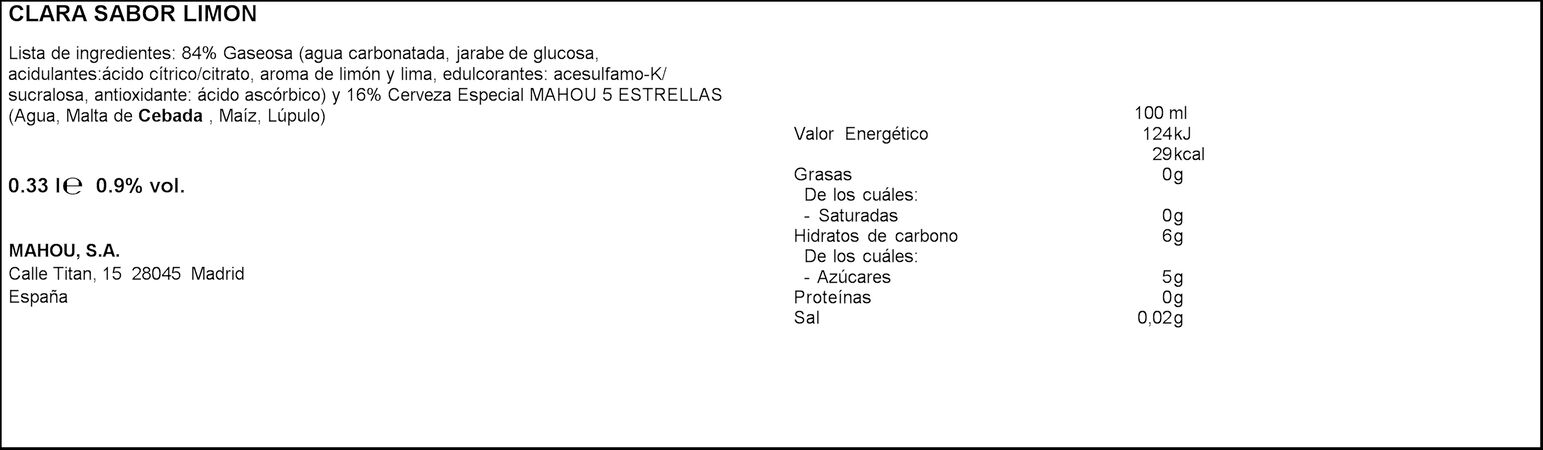 Cerveza con limón Mahou Mixta lata 33cl