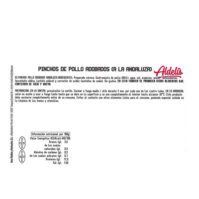 Pincho de pollo andaluz 90g Unidad
