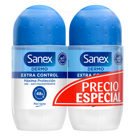 Desodorante roll-on Sanex Dermo Extra Control 48h antitranspirante 2x50ml