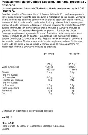 Placas de lasa&ntilde;a El Pavo 18unid