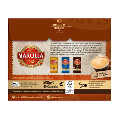 Café espresso intensidad 10 Marcilla 40 cápsulas