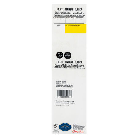 Filete de 1ªA ternera blanca Alipende 460g aproximadamente