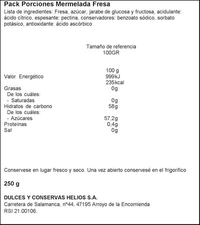 Mermelada Helios pack 10 fresa