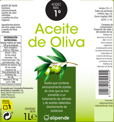 Aceite de oliva Alipende 1l 1&ordm;