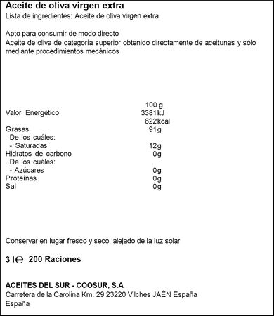 Aceite de oliva virgen extra Coosur 3l