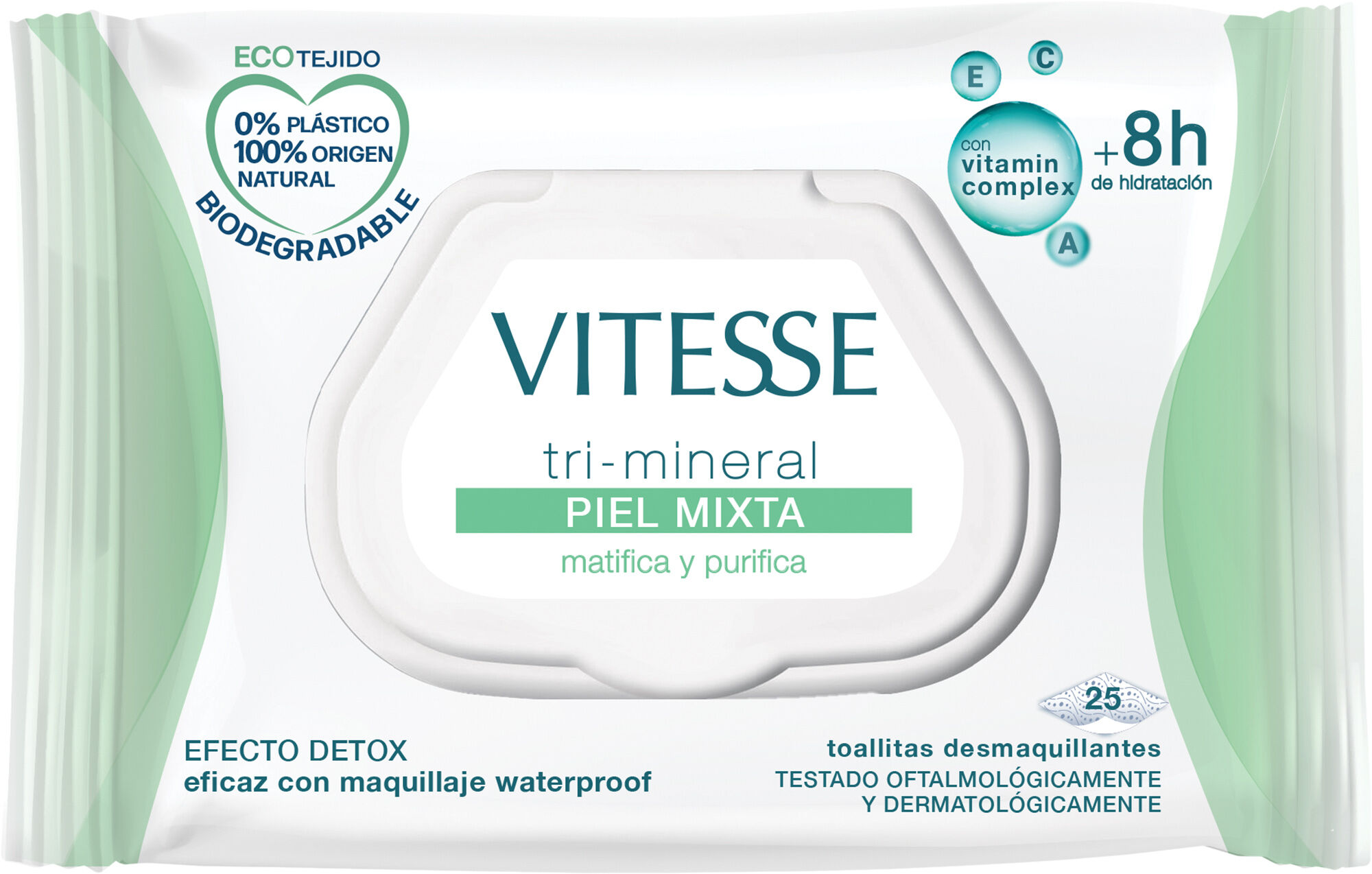 Toallitas desmaquillantes para piel mixta Vitesse 25 unidades